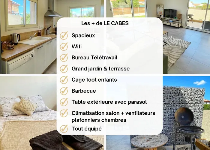 Le Cabes - Climatisation - Bbq -terrasse & Jardin- Free Parking 2 Places-wifi - Teletravail - Sudsejourconciergerie Apartment